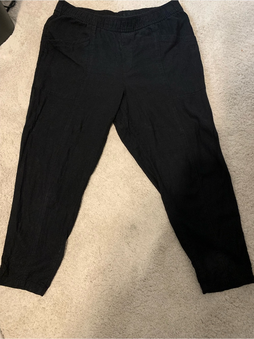 Old Navy Black Straight-Leg Linen Blend Women's Pants